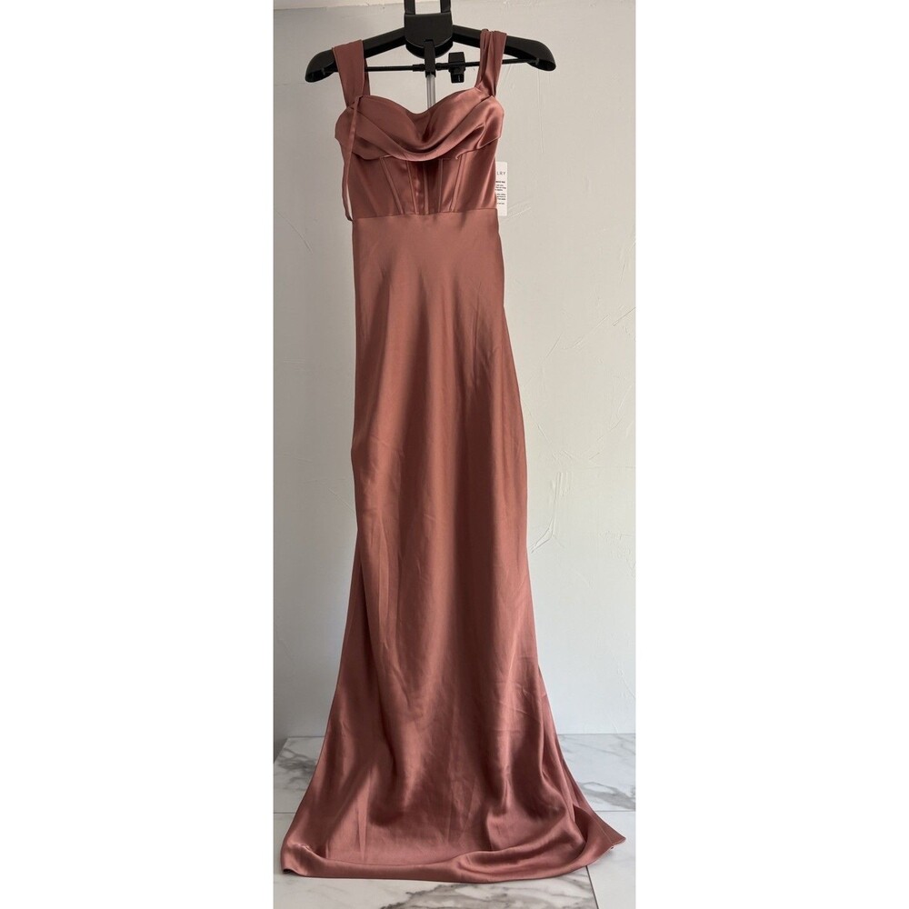 Reverly London Convertible Satin Elegant Dress Desert Rose Women Size 0